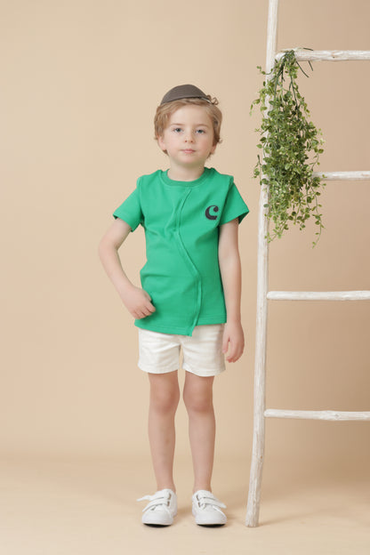 Boys Green/Black Denim T-Shirt