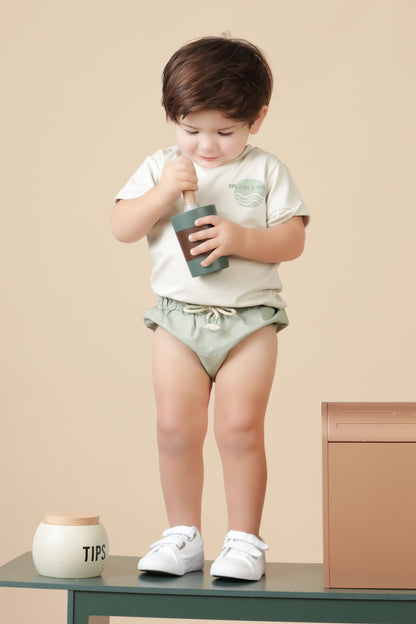 Boys Green/Ivory Baby Set