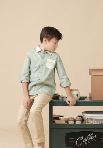 Boys Green/Ivory Polo Shirt - hover