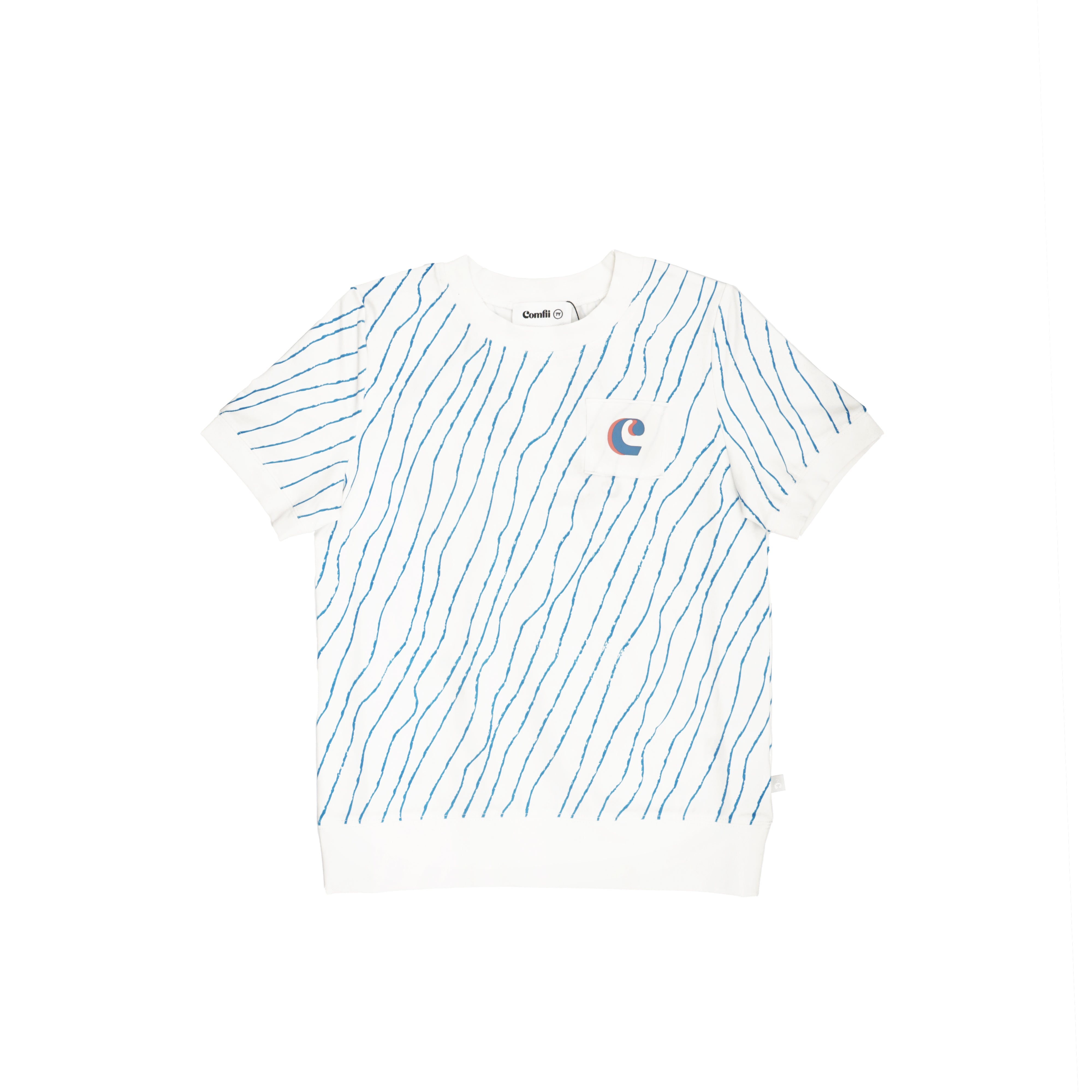 Boys Blue & White Wavy T-Shirt