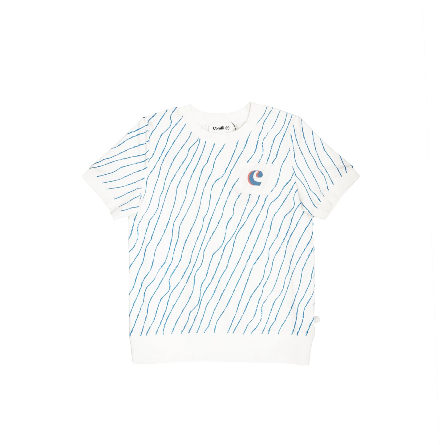 Boys Blue & White Wavy T-Shirt