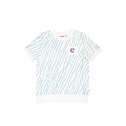 Boys Blue & White Wavy T-Shirt