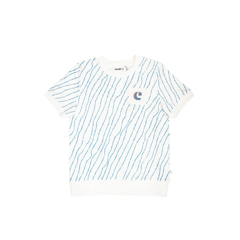 Boys Blue & White Wavy T-Shirt