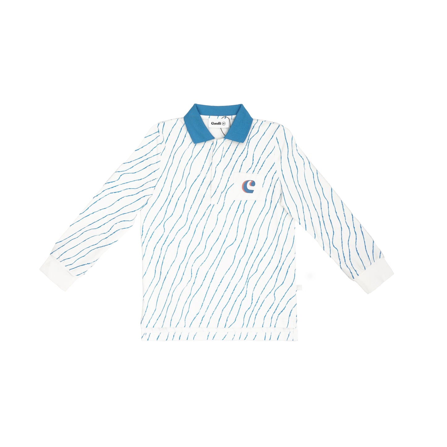Boys Blue & White Wavy Polo