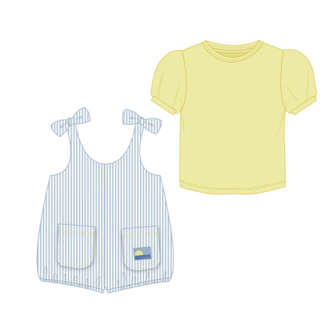 Girls Pin Striped Baby Rumper Set
