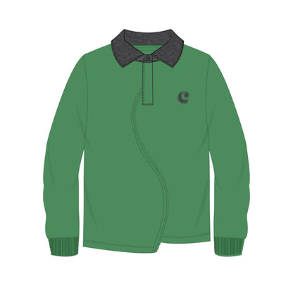 Boys Green/Black Denim Polo