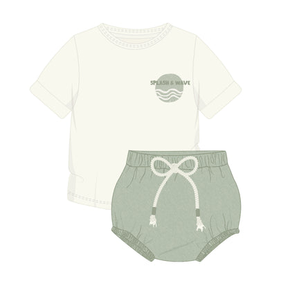 Boys Green/Ivory Baby Set