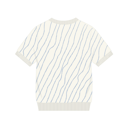 Boys Blue & White Wavy T-Shirt