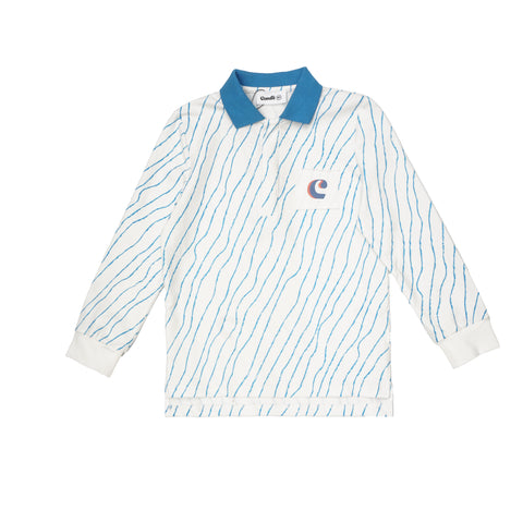 Boys Blue & White Wavy Polo